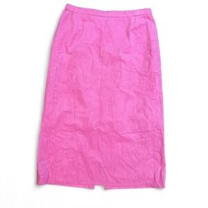 Handmade Pink suede midi skirt with zipper and slit Size 10